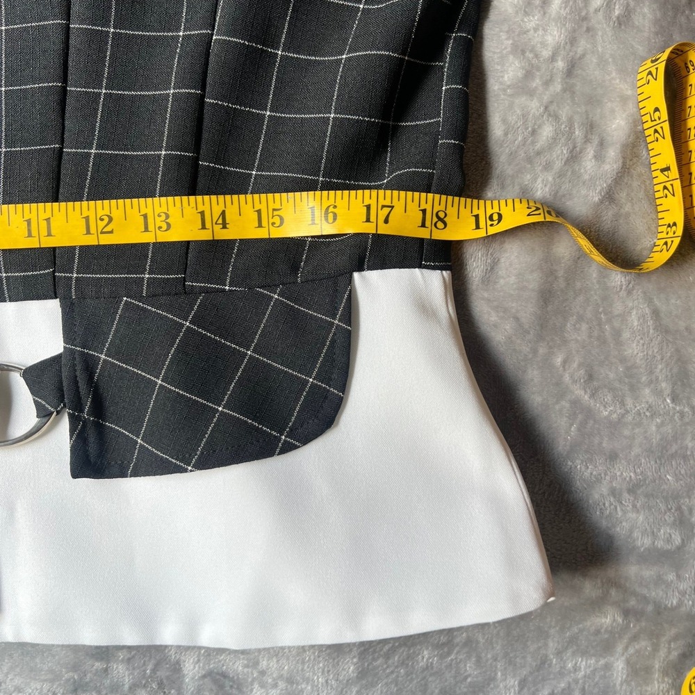 Good Times Vintage Black White Windowpane Horsebit Blazer Top Short Sleeve 14 - Picture 6 of 9